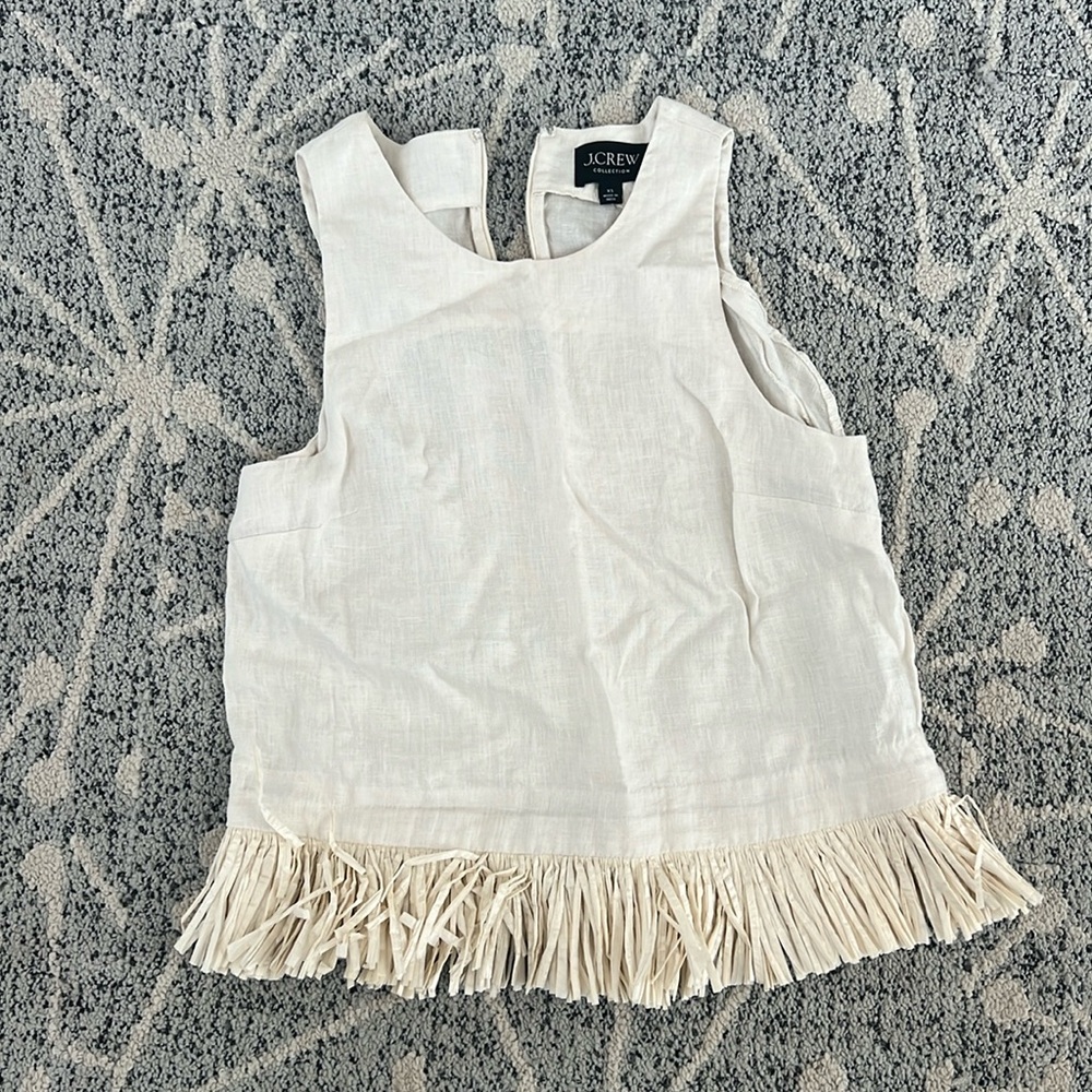 J.Crew Collection fringe trim tank top size extra small linen